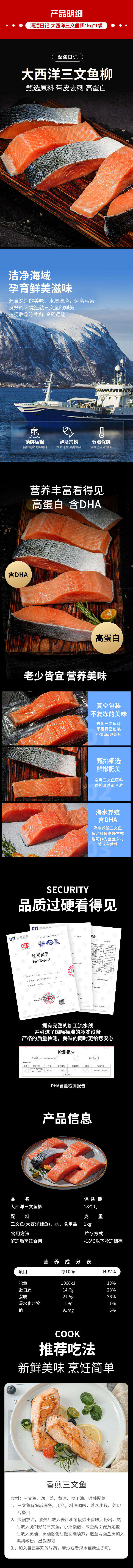 积分商城详情图片深海日记 智利进口三文鱼柳1kg 鱼肉