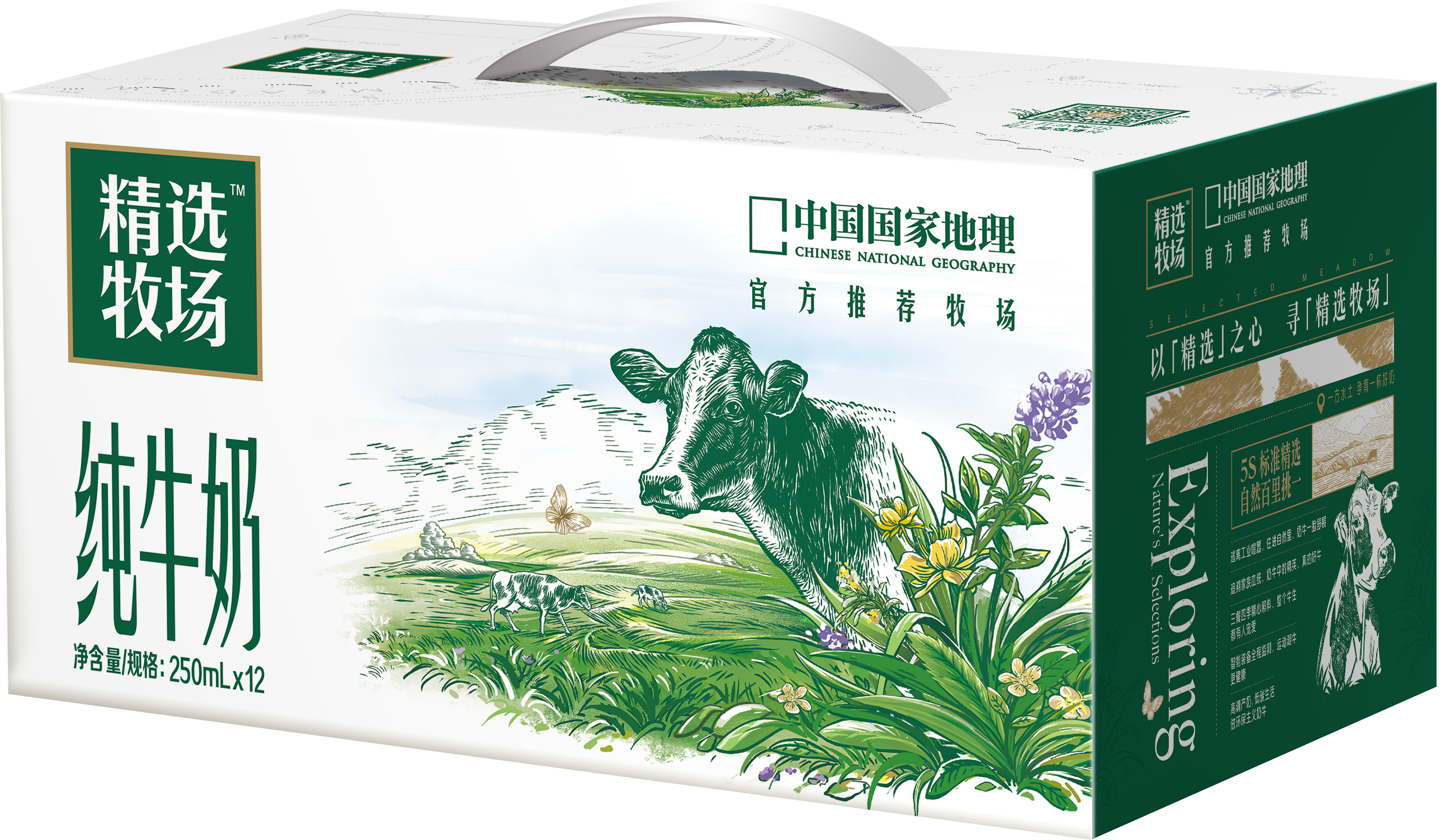 蒙牛精选牧场纯牛奶全脂灭菌乳利乐苗条装250ml×12包